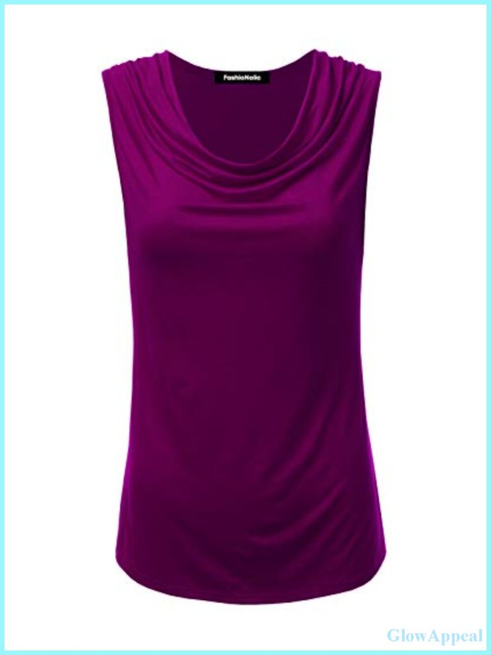 Women's Cowl Neck Ruched Sleeveless Stretchy Rayon Tank Top